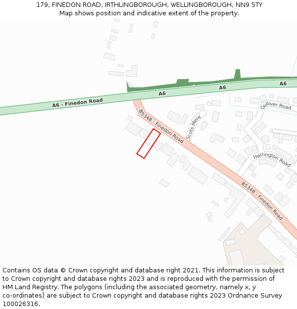 179, FINEDON ROAD, IRTHLINGBOROUGH, WELLINGBOROUGH, NN9 5TY: Location map and indicative extent of plot