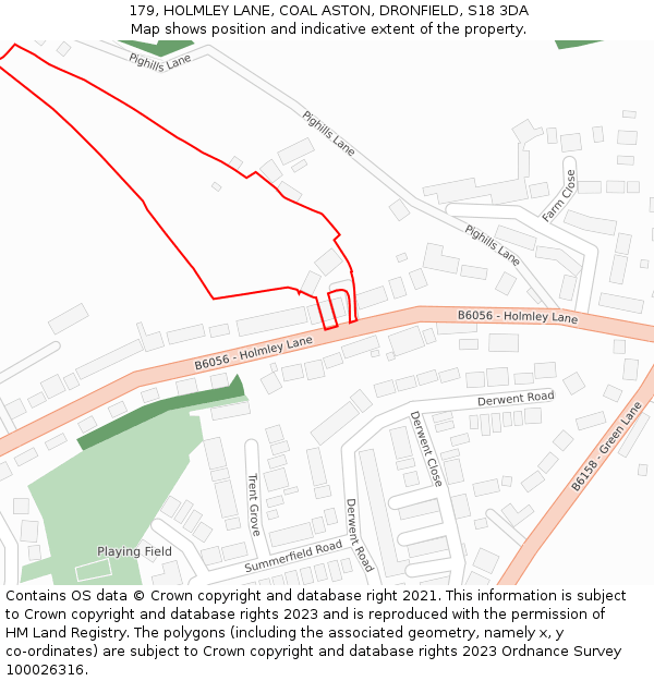 179, HOLMLEY LANE, COAL ASTON, DRONFIELD, S18 3DA: Location map and indicative extent of plot