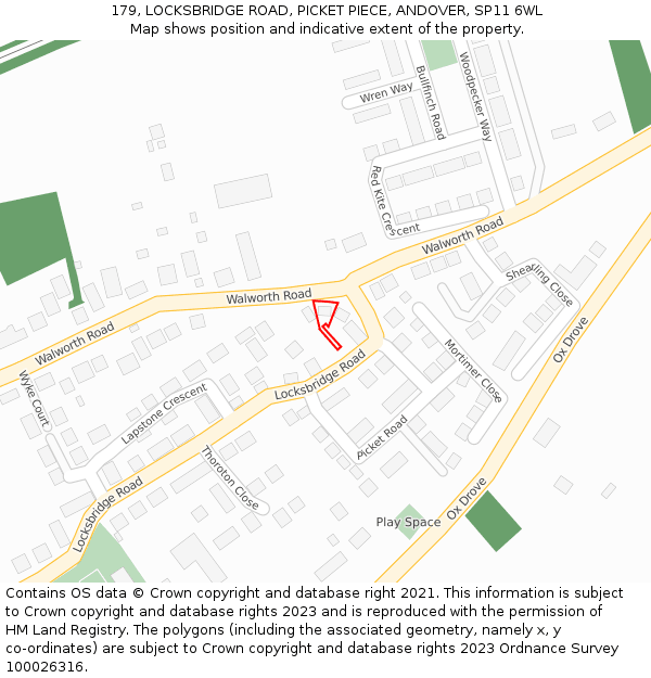 179, LOCKSBRIDGE ROAD, PICKET PIECE, ANDOVER, SP11 6WL: Location map and indicative extent of plot