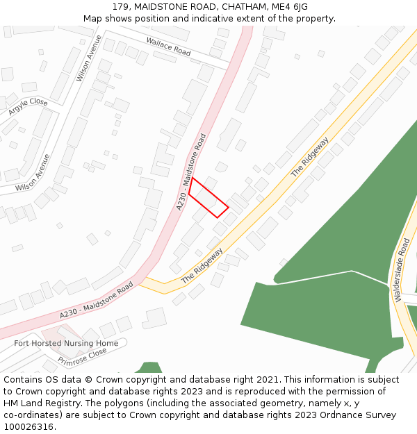 179, MAIDSTONE ROAD, CHATHAM, ME4 6JG: Location map and indicative extent of plot