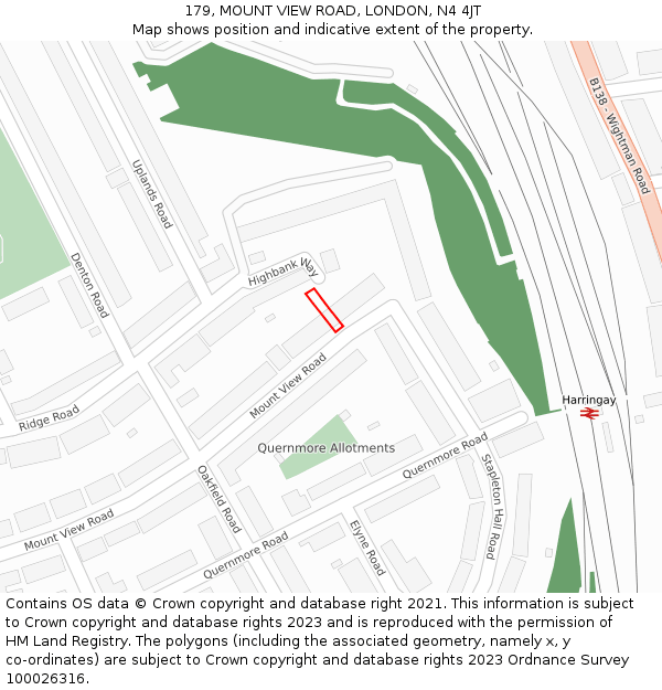179, MOUNT VIEW ROAD, LONDON, N4 4JT: Location map and indicative extent of plot