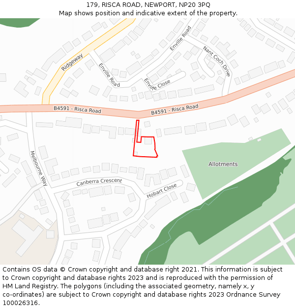 179, RISCA ROAD, NEWPORT, NP20 3PQ: Location map and indicative extent of plot