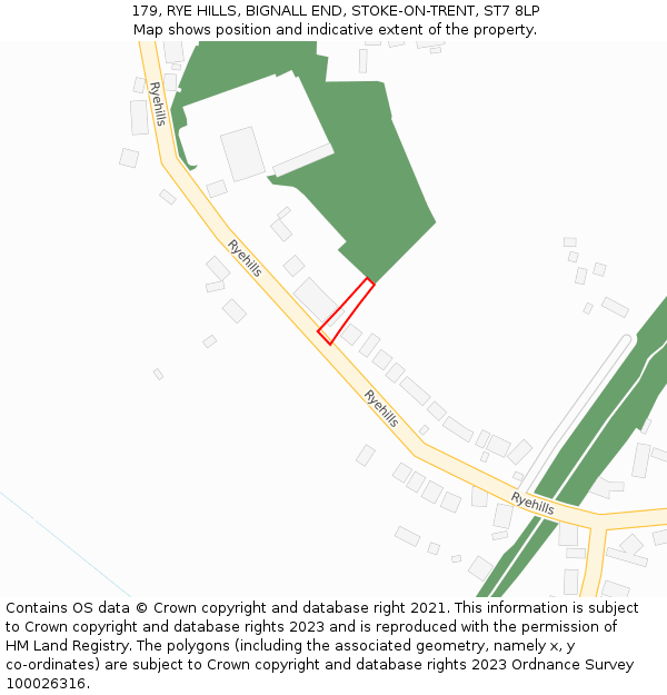 179, RYE HILLS, BIGNALL END, STOKE-ON-TRENT, ST7 8LP: Location map and indicative extent of plot