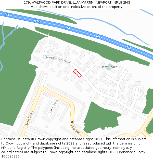 179, WALTWOOD PARK DRIVE, LLANMARTIN, NEWPORT, NP18 2HG: Location map and indicative extent of plot