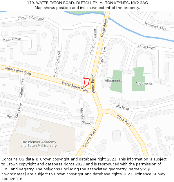 179, WATER EATON ROAD, BLETCHLEY, MILTON KEYNES, MK2 3AG: Location map and indicative extent of plot