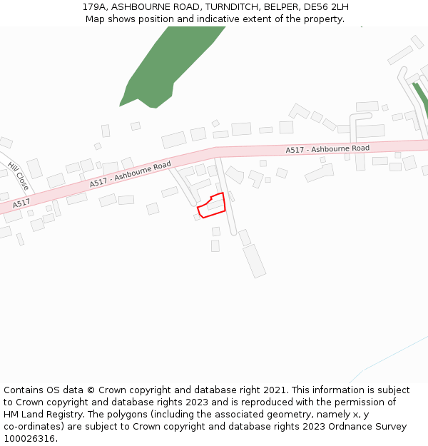 179A, ASHBOURNE ROAD, TURNDITCH, BELPER, DE56 2LH: Location map and indicative extent of plot