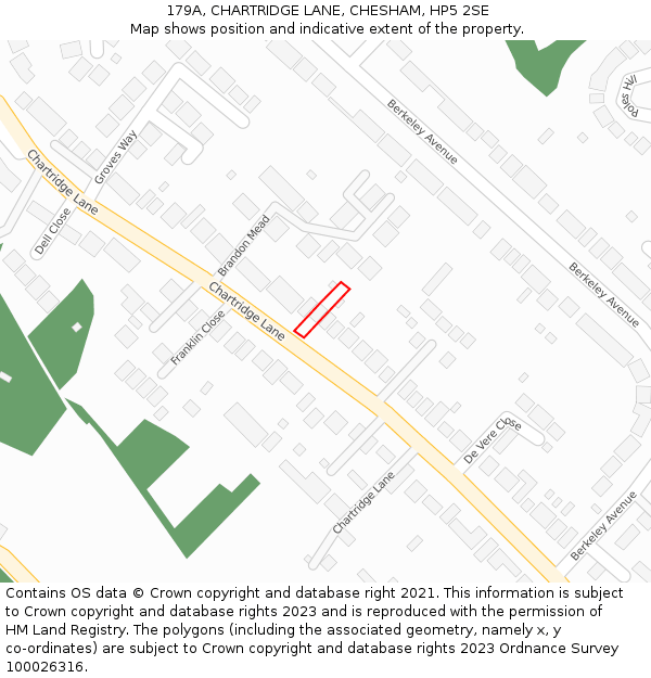 179A, CHARTRIDGE LANE, CHESHAM, HP5 2SE: Location map and indicative extent of plot