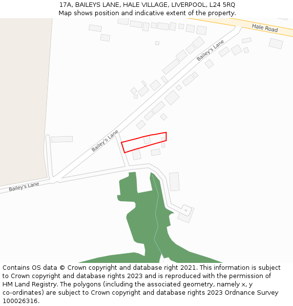 17A, BAILEYS LANE, HALE VILLAGE, LIVERPOOL, L24 5RQ: Location map and indicative extent of plot