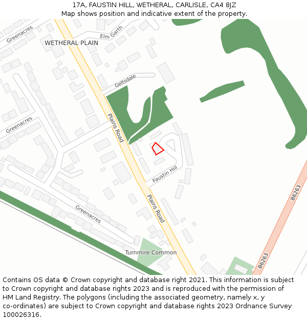 17A, FAUSTIN HILL, WETHERAL, CARLISLE, CA4 8JZ: Location map and indicative extent of plot