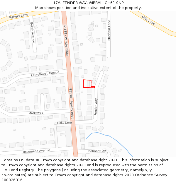17A, FENDER WAY, WIRRAL, CH61 9NP: Location map and indicative extent of plot