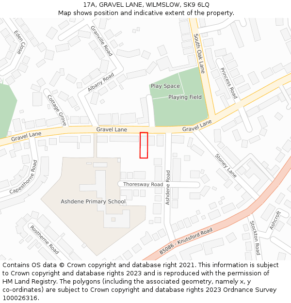 17A, GRAVEL LANE, WILMSLOW, SK9 6LQ: Location map and indicative extent of plot