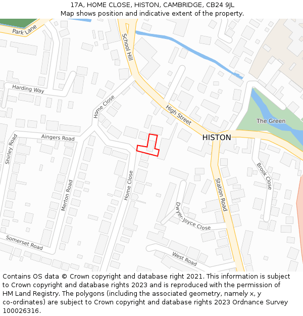 17A, HOME CLOSE, HISTON, CAMBRIDGE, CB24 9JL: Location map and indicative extent of plot