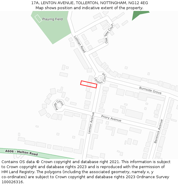 17A, LENTON AVENUE, TOLLERTON, NOTTINGHAM, NG12 4EG: Location map and indicative extent of plot