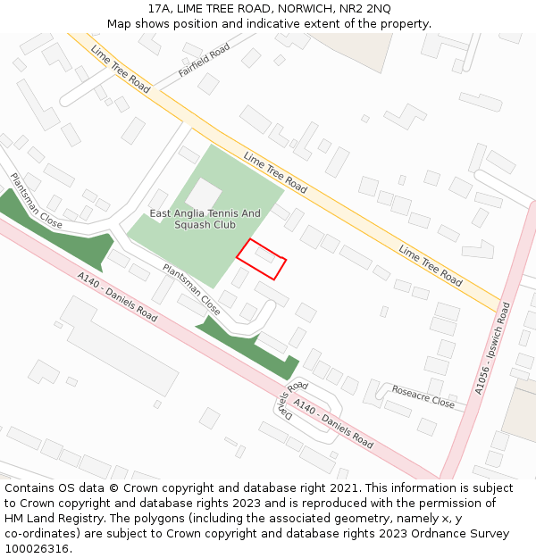 17A, LIME TREE ROAD, NORWICH, NR2 2NQ: Location map and indicative extent of plot