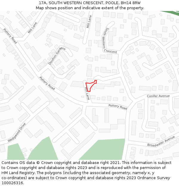 17A, SOUTH WESTERN CRESCENT, POOLE, BH14 8RW: Location map and indicative extent of plot