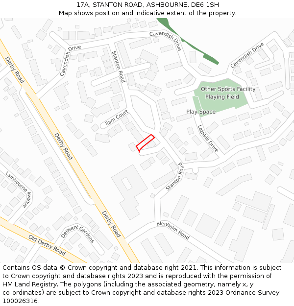 17A, STANTON ROAD, ASHBOURNE, DE6 1SH: Location map and indicative extent of plot