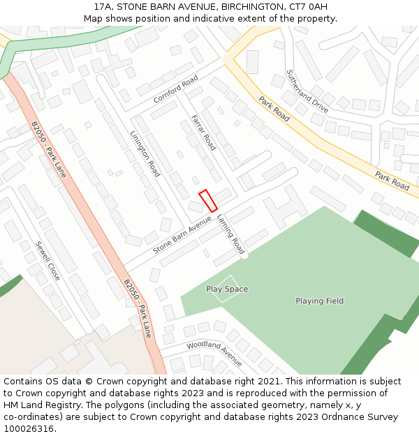 17A, STONE BARN AVENUE, BIRCHINGTON, CT7 0AH: Location map and indicative extent of plot