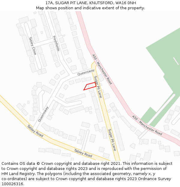 17A, SUGAR PIT LANE, KNUTSFORD, WA16 0NH: Location map and indicative extent of plot
