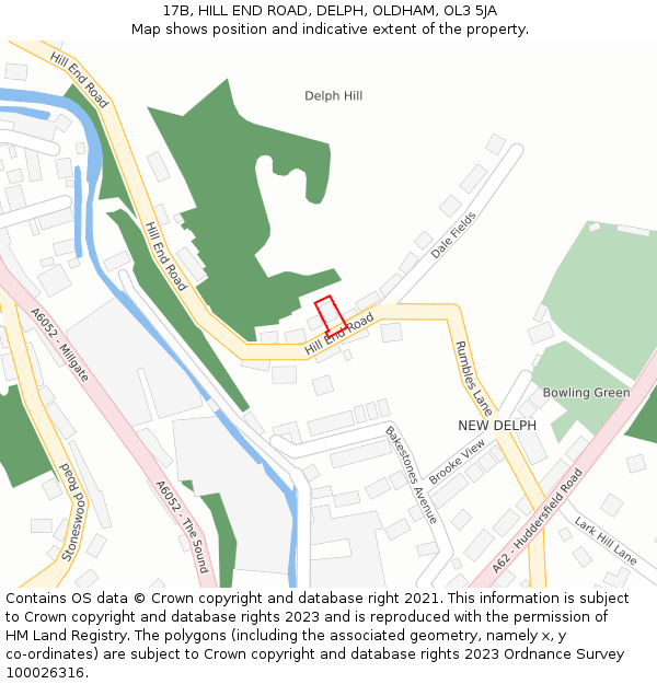17B, HILL END ROAD, DELPH, OLDHAM, OL3 5JA: Location map and indicative extent of plot