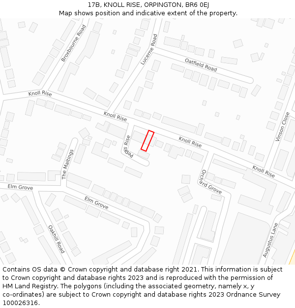 17B, KNOLL RISE, ORPINGTON, BR6 0EJ: Location map and indicative extent of plot