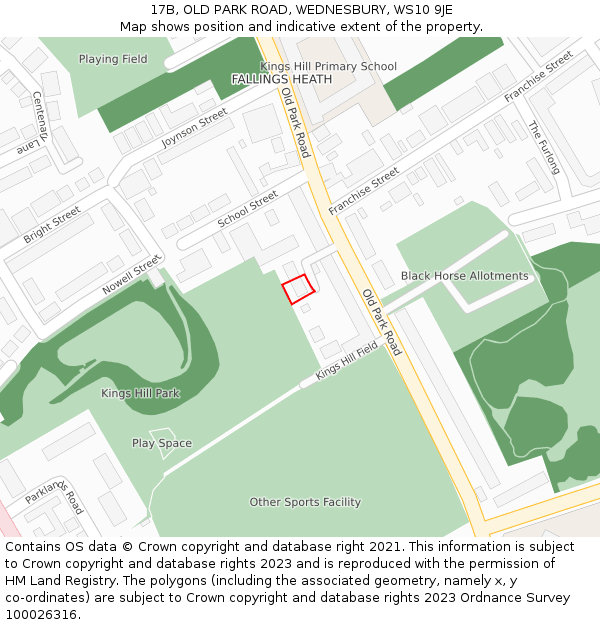 17B, OLD PARK ROAD, WEDNESBURY, WS10 9JE: Location map and indicative extent of plot