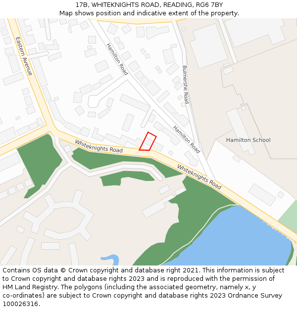 17B, WHITEKNIGHTS ROAD, READING, RG6 7BY: Location map and indicative extent of plot