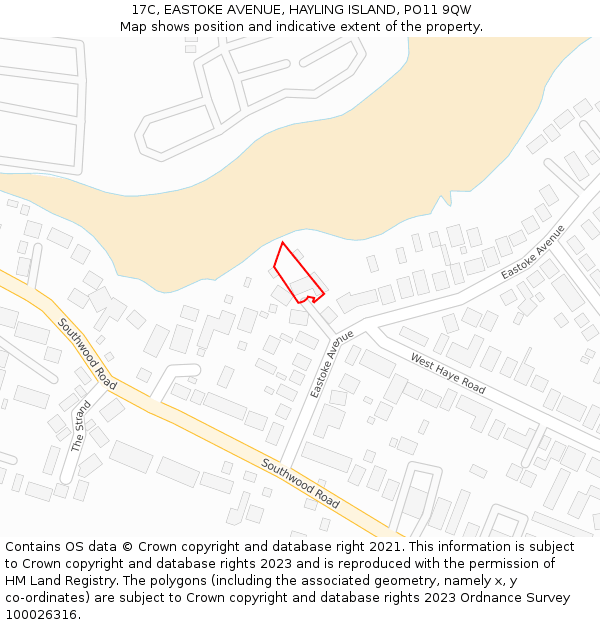 17C, EASTOKE AVENUE, HAYLING ISLAND, PO11 9QW: Location map and indicative extent of plot