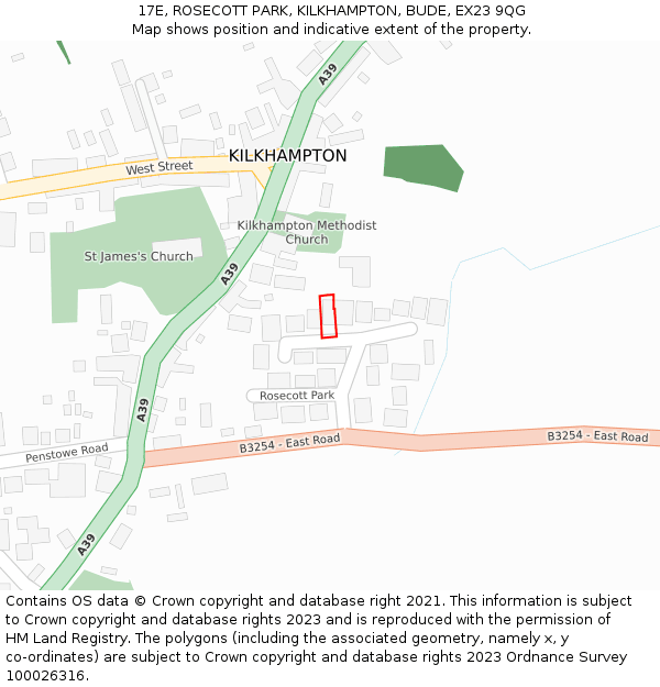 17E, ROSECOTT PARK, KILKHAMPTON, BUDE, EX23 9QG: Location map and indicative extent of plot