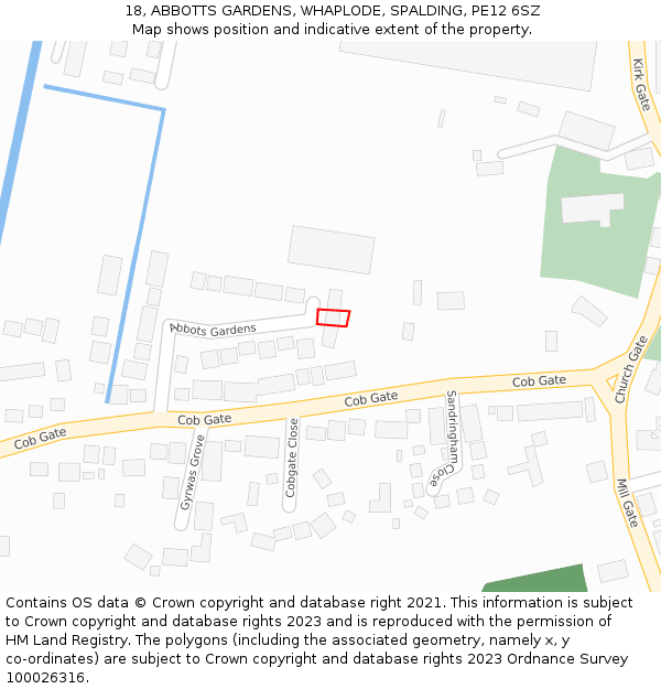 18, ABBOTTS GARDENS, WHAPLODE, SPALDING, PE12 6SZ: Location map and indicative extent of plot