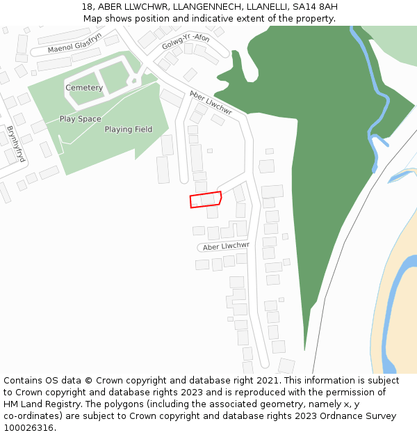 18, ABER LLWCHWR, LLANGENNECH, LLANELLI, SA14 8AH: Location map and indicative extent of plot