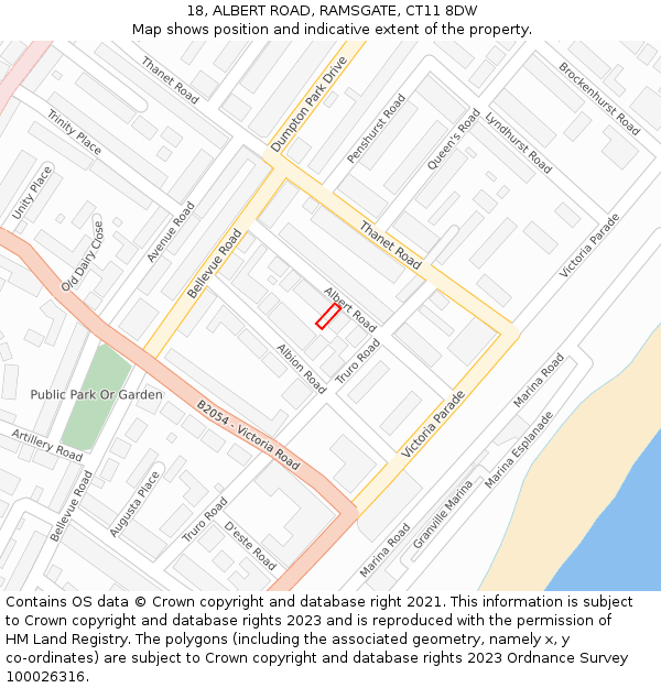 18, ALBERT ROAD, RAMSGATE, CT11 8DW: Location map and indicative extent of plot