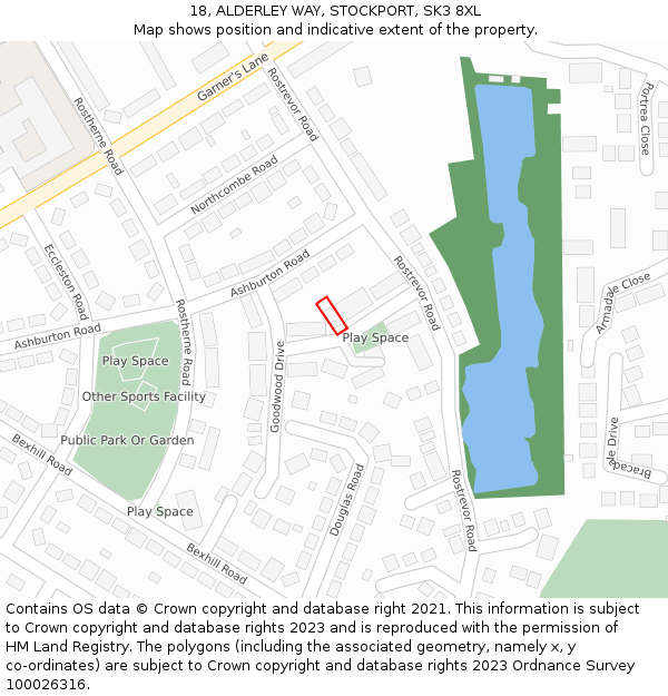 18, ALDERLEY WAY, STOCKPORT, SK3 8XL: Location map and indicative extent of plot