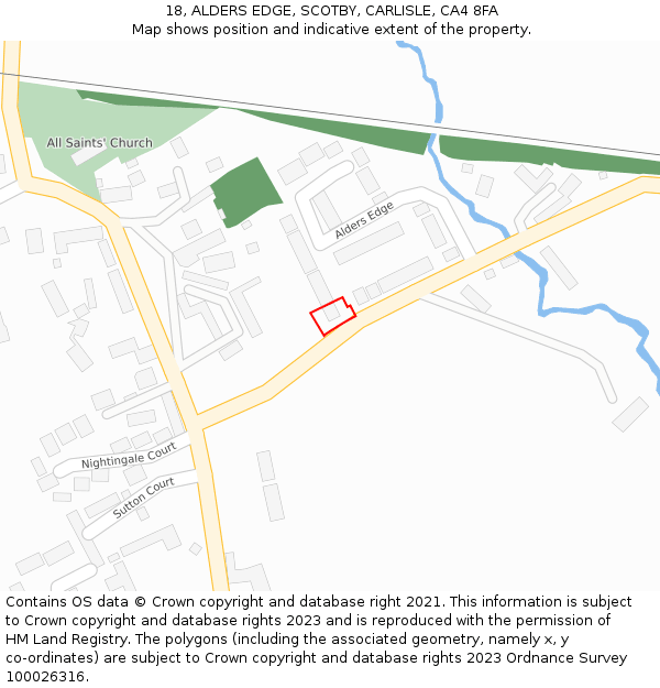 18, ALDERS EDGE, SCOTBY, CARLISLE, CA4 8FA: Location map and indicative extent of plot