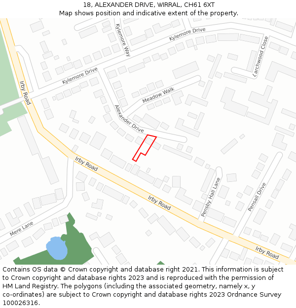 18, ALEXANDER DRIVE, WIRRAL, CH61 6XT: Location map and indicative extent of plot