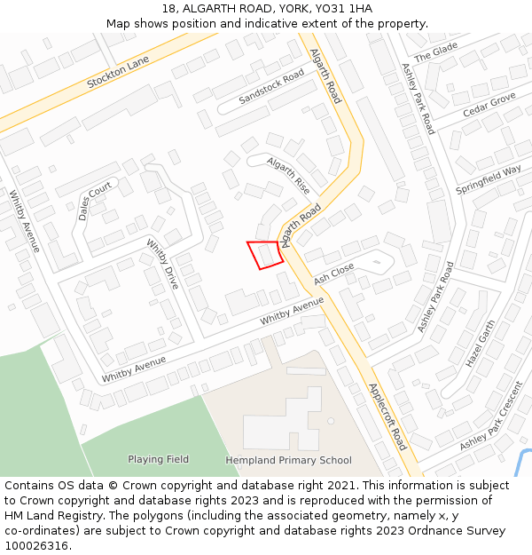 18, ALGARTH ROAD, YORK, YO31 1HA: Location map and indicative extent of plot