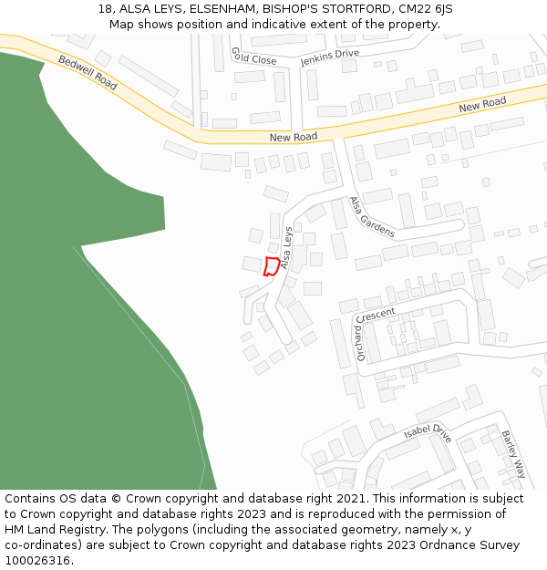 18, ALSA LEYS, ELSENHAM, BISHOP'S STORTFORD, CM22 6JS: Location map and indicative extent of plot