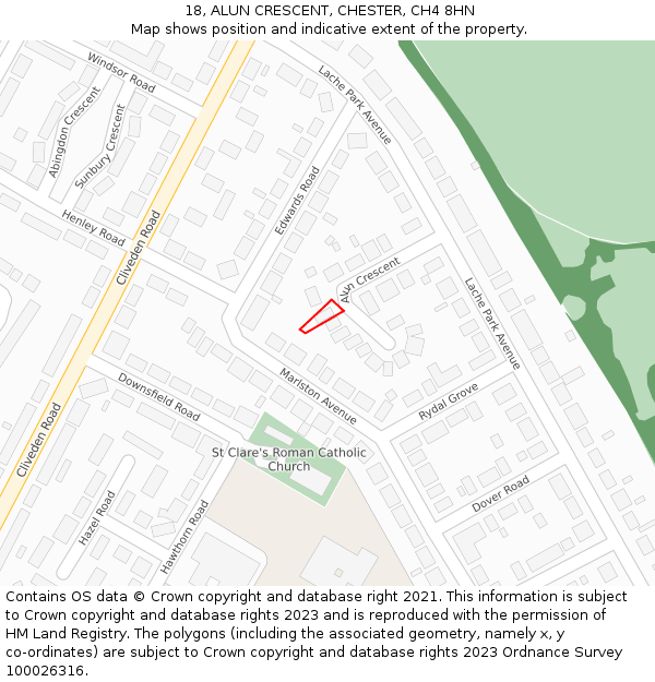 18, ALUN CRESCENT, CHESTER, CH4 8HN: Location map and indicative extent of plot