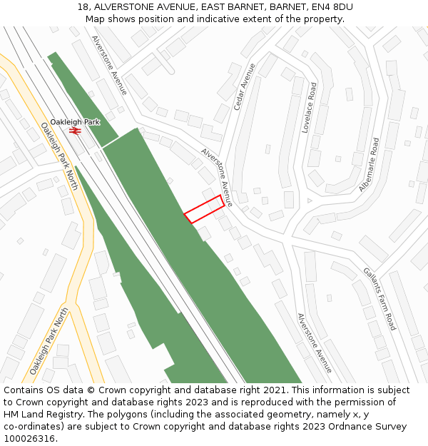 18, ALVERSTONE AVENUE, EAST BARNET, BARNET, EN4 8DU: Location map and indicative extent of plot