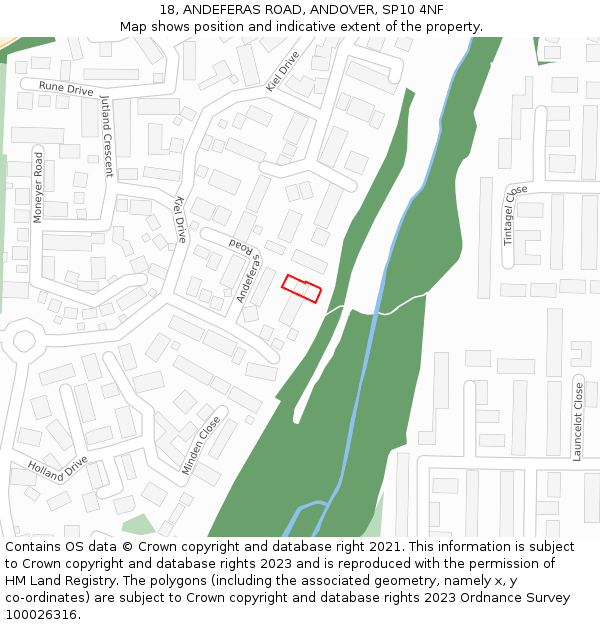 18, ANDEFERAS ROAD, ANDOVER, SP10 4NF: Location map and indicative extent of plot