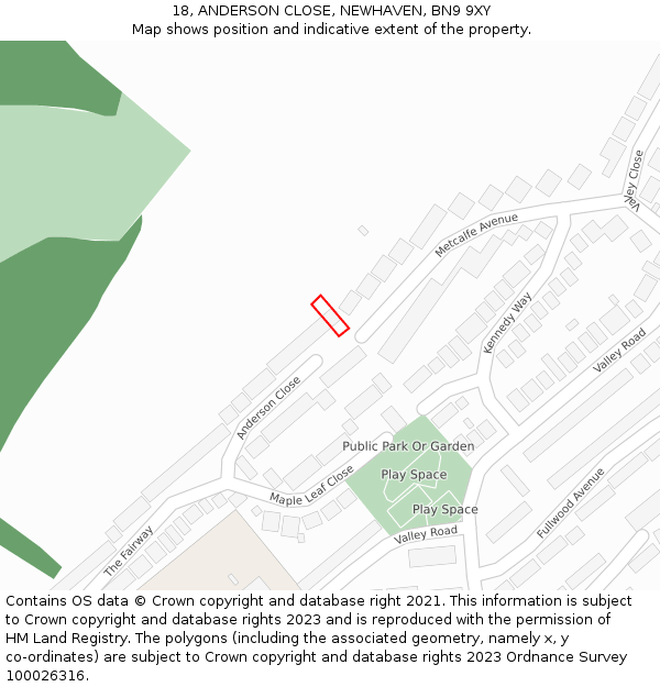 18, ANDERSON CLOSE, NEWHAVEN, BN9 9XY: Location map and indicative extent of plot