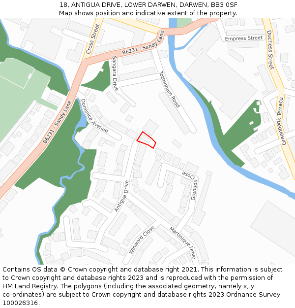 18, ANTIGUA DRIVE, LOWER DARWEN, DARWEN, BB3 0SF: Location map and indicative extent of plot