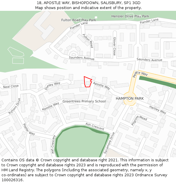 18, APOSTLE WAY, BISHOPDOWN, SALISBURY, SP1 3GD: Location map and indicative extent of plot
