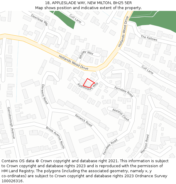 18, APPLESLADE WAY, NEW MILTON, BH25 5ER: Location map and indicative extent of plot