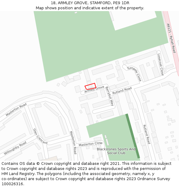 18, ARMLEY GROVE, STAMFORD, PE9 1DR: Location map and indicative extent of plot