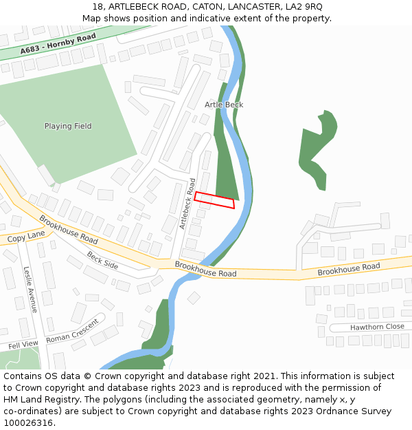 18, ARTLEBECK ROAD, CATON, LANCASTER, LA2 9RQ: Location map and indicative extent of plot