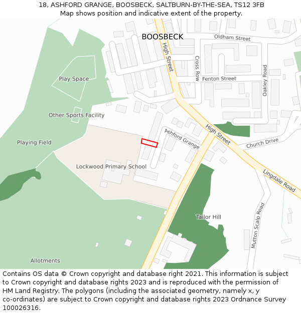 18, ASHFORD GRANGE, BOOSBECK, SALTBURN-BY-THE-SEA, TS12 3FB: Location map and indicative extent of plot