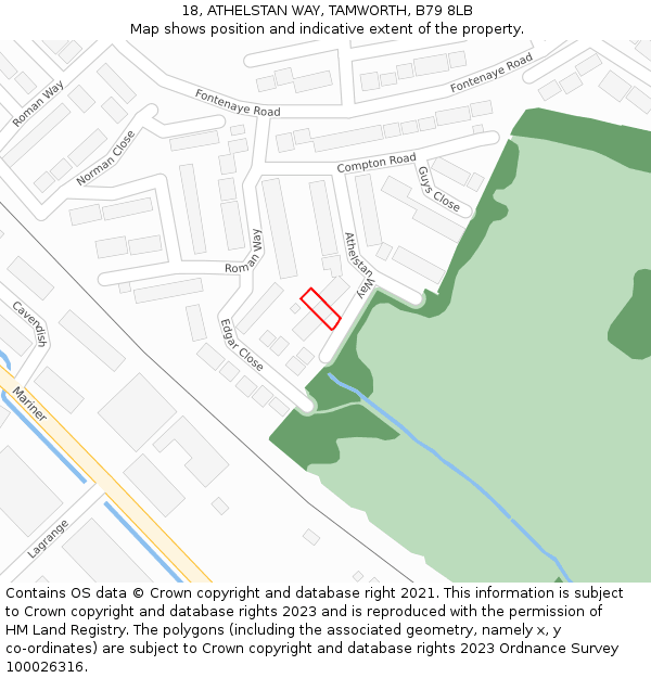 18, ATHELSTAN WAY, TAMWORTH, B79 8LB: Location map and indicative extent of plot