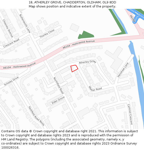 18, ATHERLEY GROVE, CHADDERTON, OLDHAM, OL9 8DD: Location map and indicative extent of plot