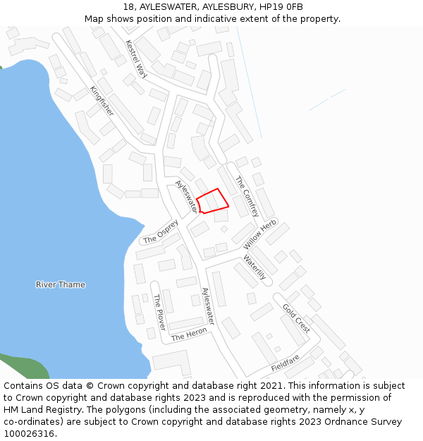 18, AYLESWATER, AYLESBURY, HP19 0FB: Location map and indicative extent of plot