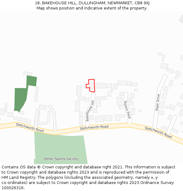 18, BAKEHOUSE HILL, DULLINGHAM, NEWMARKET, CB8 9XJ: Location map and indicative extent of plot